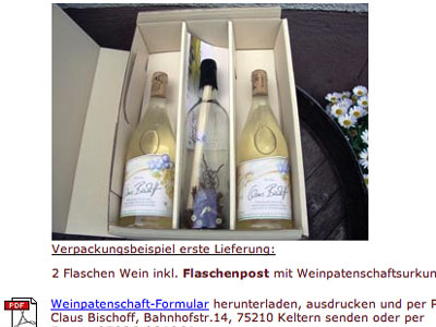 Paket einer Weinpatenschaft