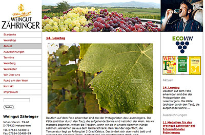Lese-Tagebuch im Weingut Zähringer